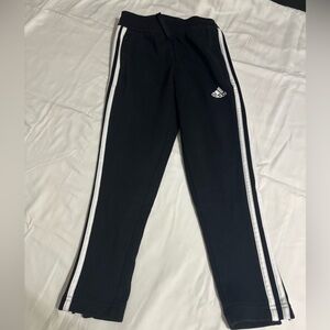 Adidas Kids Black Joggers with White Stripes